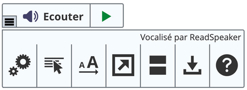 Image du bouton "écouter" et des différents outils du lecteur vocal Read Speaker